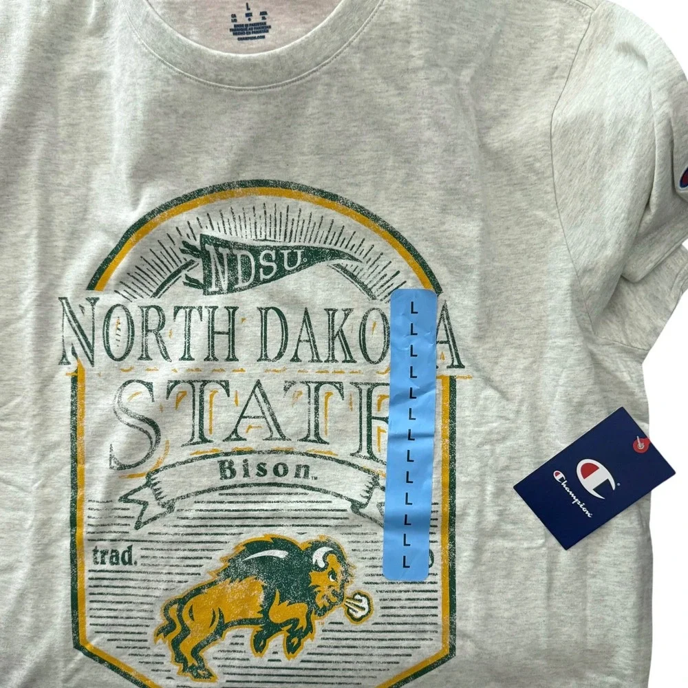 Champion NDSU Bison T-Shirt Unisex Large Gray New North Dakota State Graphic Tee - Picture 9 of 10